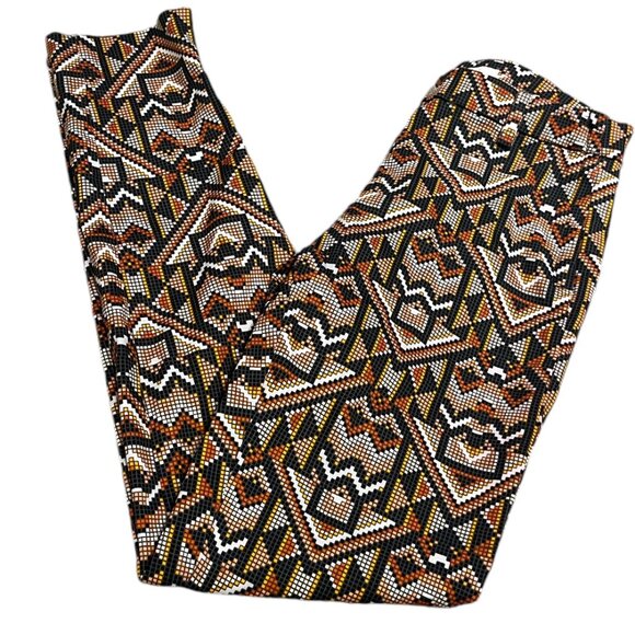 H&M Slim Fit Pants Sz 2 Aztec Tribal Side Zip Flat Front 1 Faux Back Pocket - Picture 6 of 14